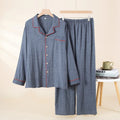 Sleepwear Summer Male Pajamas Set Man Pure Cotton Men's Pajama Set Long Sleeves Long Pants Home Wear Outside 2pcs Lounge