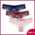 3 Pcs Woman Panties Sexy Lace Thong Underwear Lingerie Female T-back Temptation Low Waist Women Transparent G String