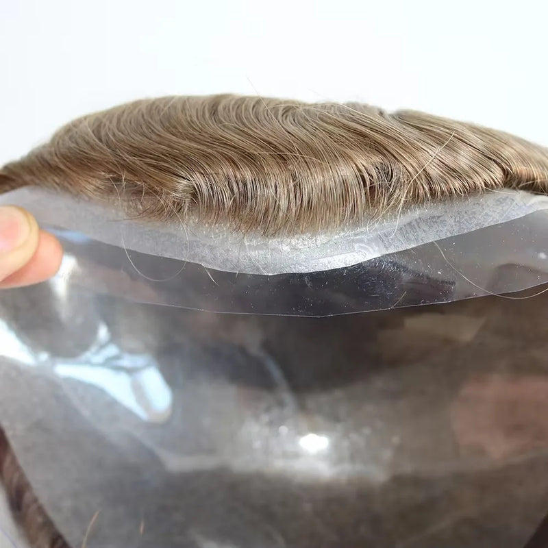 Super Ultra Thin Skin 0.02mm 80-100%Density Men Toupee Brown Black 210# Human Hair System Undetectable Natural Hairline Prosthes