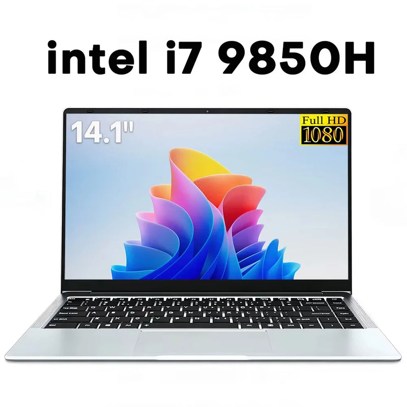 New 14.1" Laptop Computer Intel Core i7 9850H/Atom A3950 Windows 11 Notebook PC 12GB RAM 512GB 1TB M.2 SSD Office Study Computer