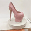 SDTRFT Red Pink Pumps Ladies Platform Shoes Woman 22cm Thin Heels Nighclub Wedding Dance Round Toe Patent Leather Stilettos