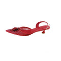INSIGHTLINK Red Color Party Shoes and Bags Nigerian Women’s Suit Medium Heel Pointed Toe Women’s Shoes  Rhinestones sandals Red