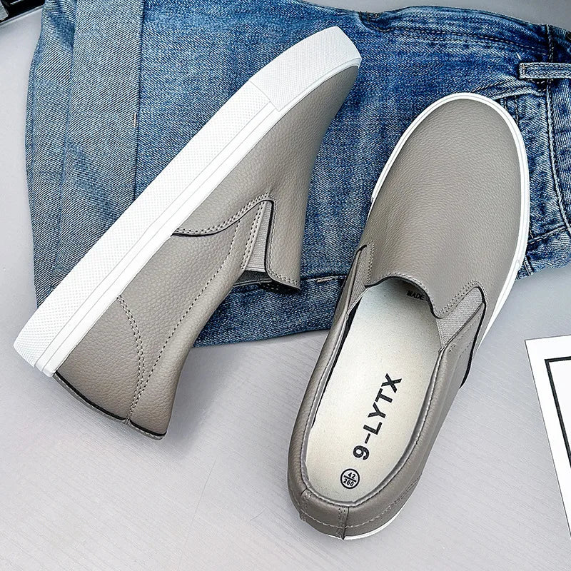 Men's Casual Shoes Grey Brown Flat Bottomed Casual Board Shoes Mens Loafers Man Shoes Casual Sneakers Men
