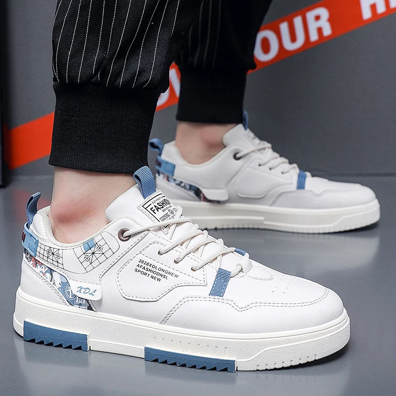 Men's Fashion Street Skateboarding Shoes Good Gripping Casual Sports Shoes Lace-Up Breathable Lightweight Walking Shoes
