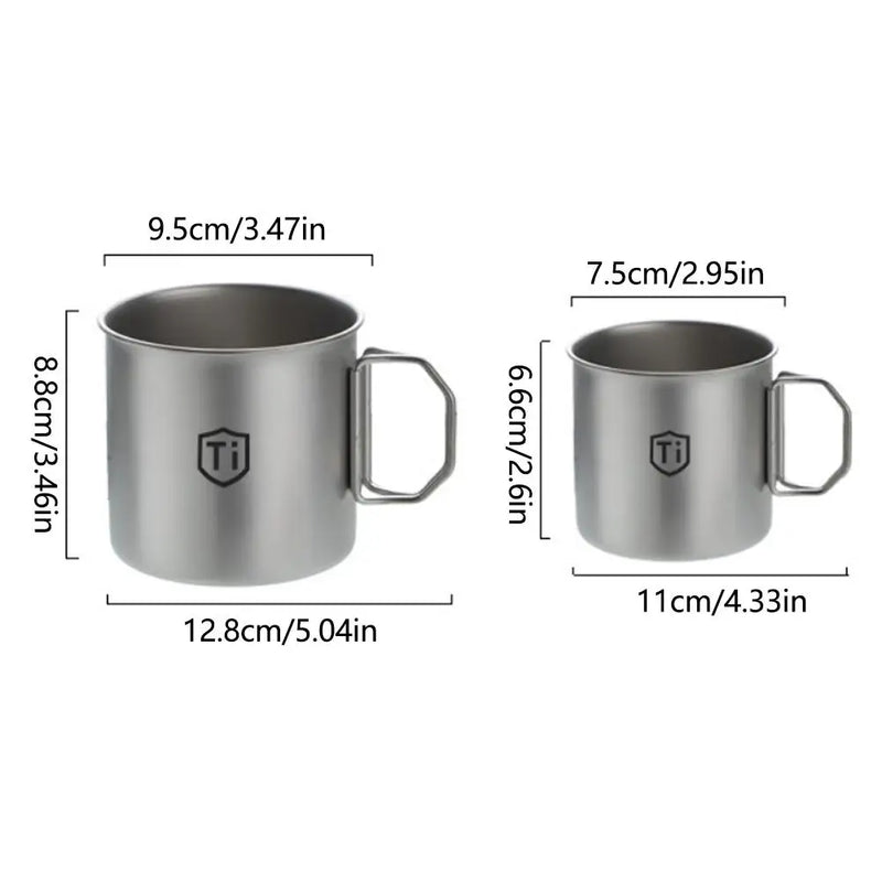 Ultralight Titanium Coating Cup Water Cup Mug Foldable Handle Outdoor Portable Camping Picnic Beaker Coffee Cup Kitchen