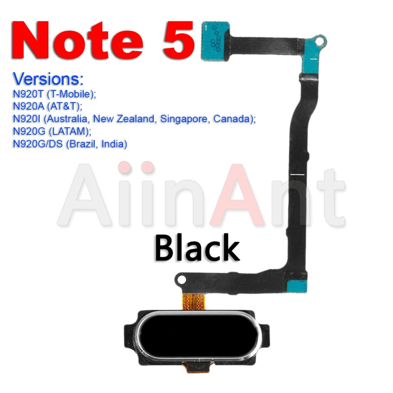 Aiinant Home Button Touch ID Fingerprint Sensor Flex Cable For Samsung Galaxy Note 4 5 7 8 9 10 20 Plus Lite Ultra