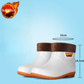 Men White Rain Boots Knee High Mid Calf Rubber Waterproof Winter Warm Outdoor Garden Fishing Work Shoes