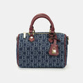 CH Womens Denim Monogram Boston Bag Leather Trim Lock Detail Crossbody Handbag Fashion Top Handle Bag