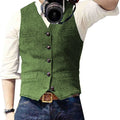 Men's Suit Vest V Neck Wool Herringbone Tweed Casual Waistcoat Formal Business Vest Groomman