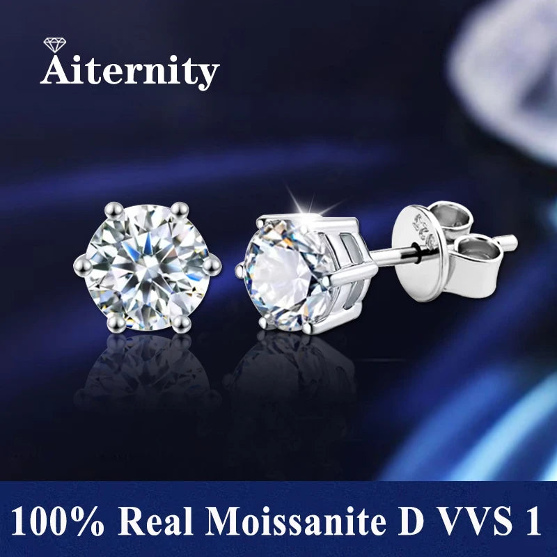 Promotion Moissanite Earrings for Women Pass Diamond Test Pen 100%  With Certificate Ear Studs 925 Sterling Silver Fine Jewelry