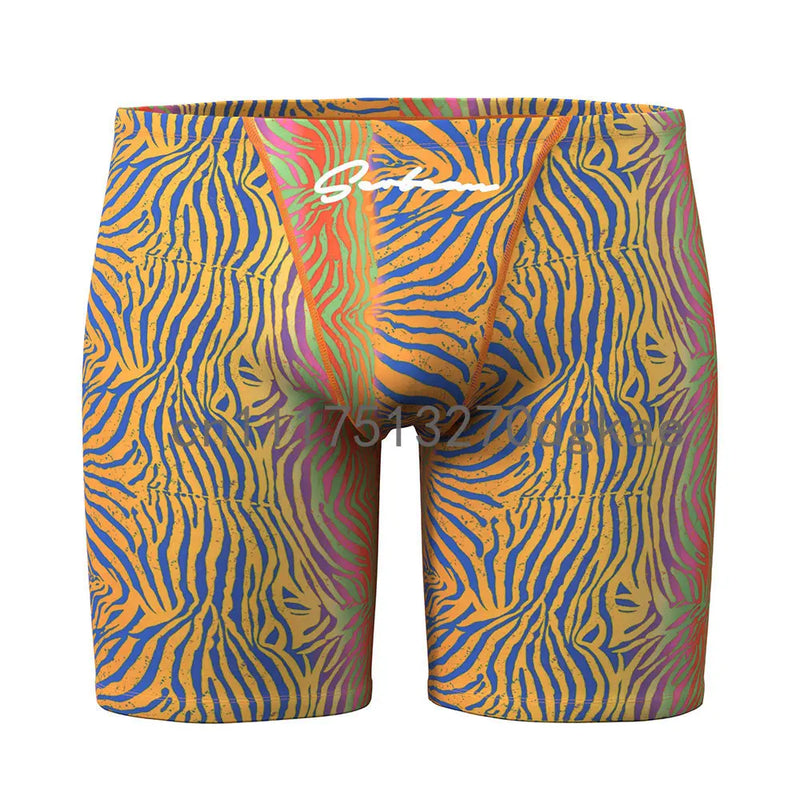 SEOBEAN Men‘s Long Swim Trunks Zebra Print Quick Dry | SAMAG