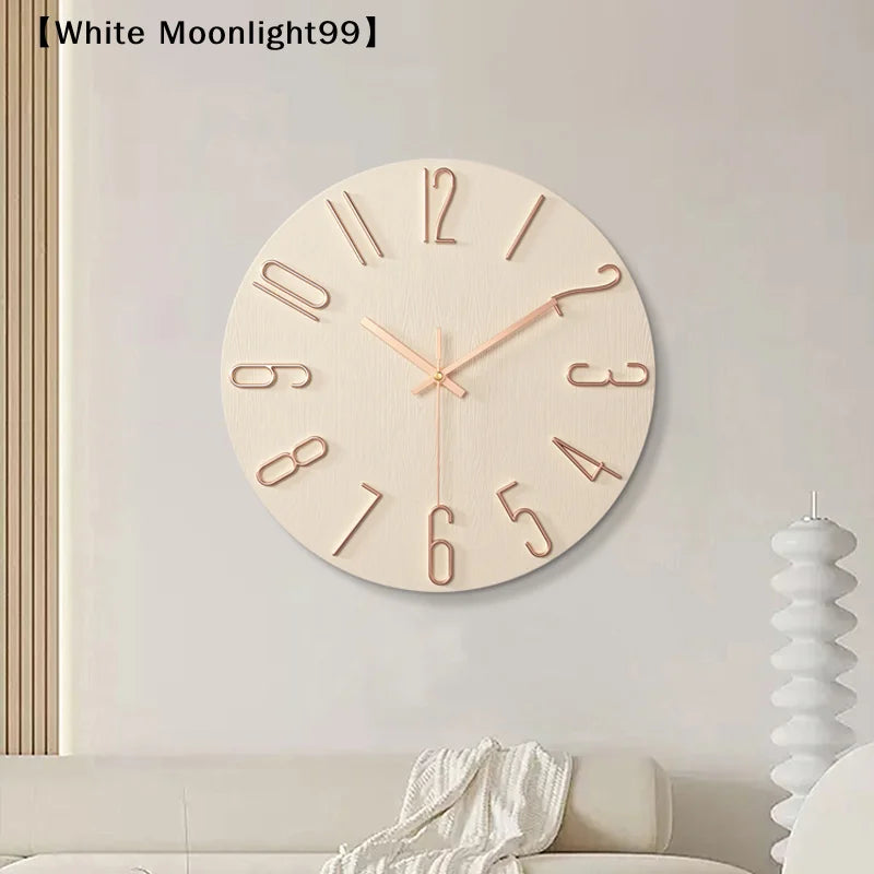 〔White〕 Living Room Wall Clock Simple Wall Mounted Household Stylish Decorative Clock 12 Inches 30cm