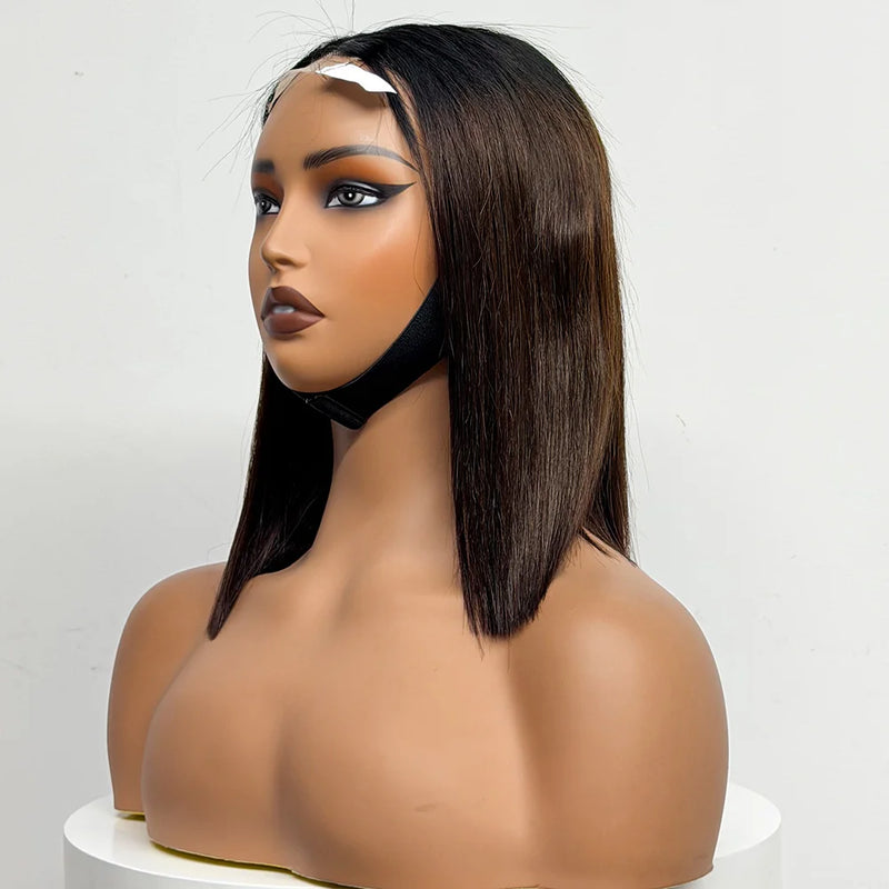 250% Density Bob Straight Human Hair 2X6 Transparent Lace Closure Frontal Human Hair Wigs 100% Human Hair Ginger 99J Colored Wig