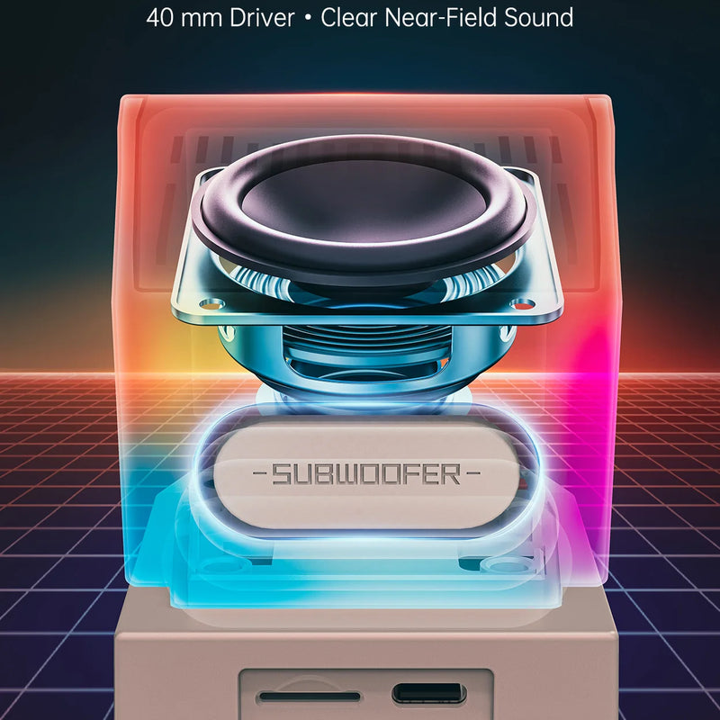 Divoom MiniToo Retro Bluetooth Speaker Portable Pixel Display Music Box Retro Computer Style Speaker Gift