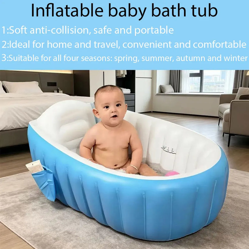 Inflatable Baby Bathtub with Air Pump Portable Foldable Kids Bath Tub Indoor Outdoor Travel Shower Basin for Newborn Toddler