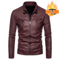 Men PU Leather Jacket Fashion Autumn Winter Stand Collar Slim Leather Jackets Warm Casual Coat Moto Biker Windproof Leather Coat