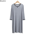 2026 Spring Summer Men's Modal Robes Pajamas Shower Mid-long Knee Length Thin Bathrobe Loose Plus Size Man Homewear Sleep Dress
