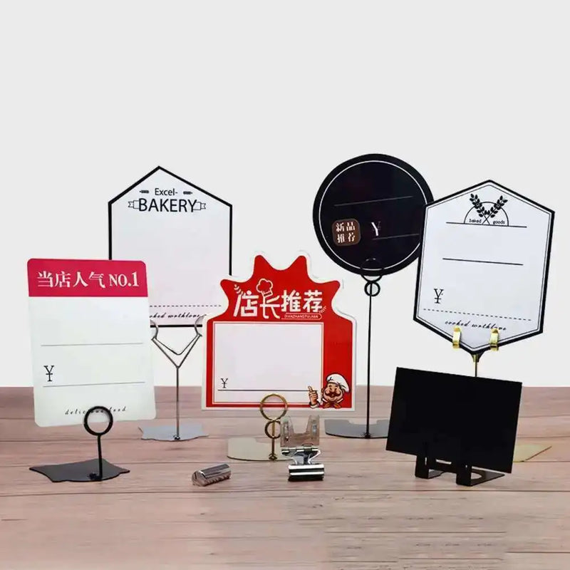 Metal Label Clip Bread Price Card Bakery Cake Shop Card Clip Display Standing | Loripos