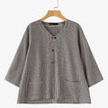 Casual Loose Women Blouse ZANZEA Summer Round Neck Shirt - View 2 | SAMAG