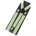 Novalty Sage Green Suspender Bowtie Set For Men Women Kids Romatic Wedding Party Elastic Y-back Straps Pants Shirt Accessory