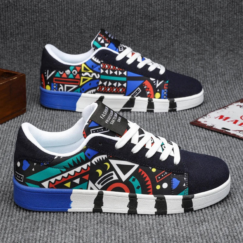 Summer Trendy Men's New Board Shoes Outdoor Non Slip Walking Men Sporty Shoe Canvas Pattern Casual Sneakers Male Zapatos