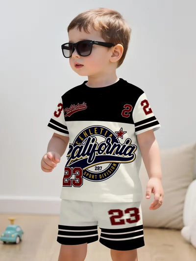 Boys Summer Outfit Short Sleeve T - Shirt + Set Black White | SAMAG