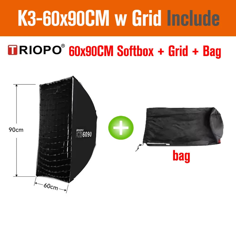 TRIOPO Bowens Mount Softbox K-3 55cm 65cm 90cm 120cm Quick-Setup Octagon Softbox for Godox Aputure Sokani Studio LED Video Light