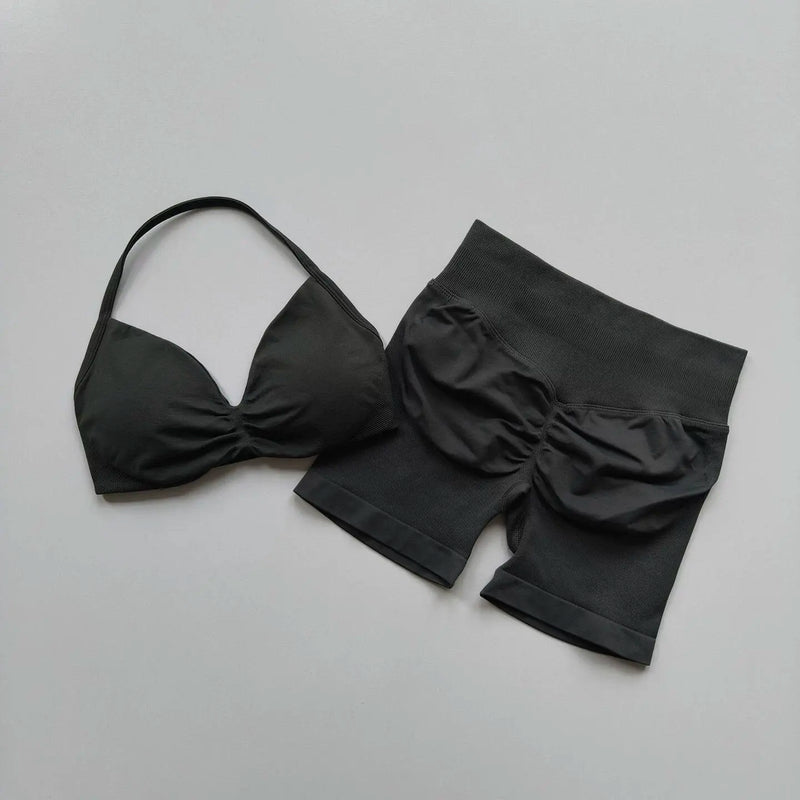 Yoga Set for Women, Fitness, Breathable, Quick Drying Training, Beautiful Back, Gathered Underwear, High Waist, Hip Lifting Shor