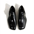 Square headed Monk leather shoes men's casual height increasing formal dress shoes work commuting business Oxford shoes