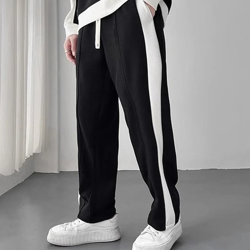 Spring Autumn Korean Fashion Patchwork Sweatshirt Elastic Casual Sweatpants Set Men Loose Comfortable - View 12 | SAMAG