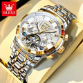 OLEVS 9910 Mens Watch Original Luxury Brand Waterproof Luminous  Automatic Mechanical Watch Dual Calendar Watch Box Reloj