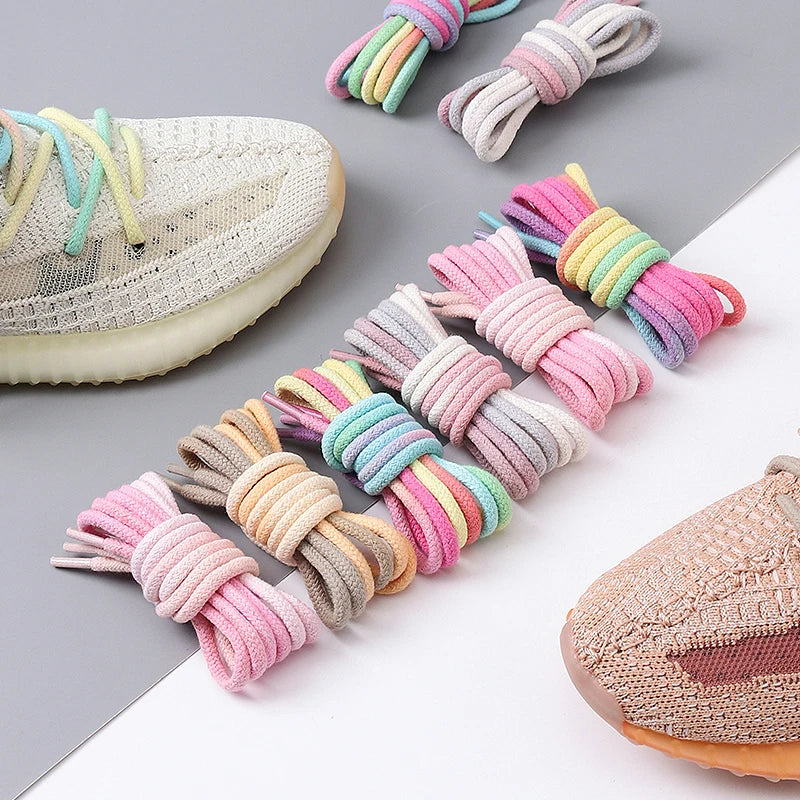 Round Shoelaces Rainbow Cotton Shoelace Quality Running Sneakers Laces 80/100/120/140/160CM Boots Shoe laces Shoes Accessories