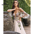 Colorful Floral Chiffon A Line Wedding Dresses Off - View 5 | SAMAG