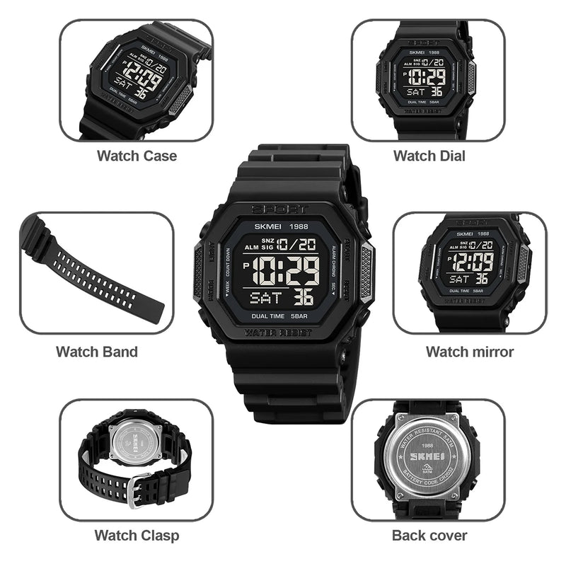 SKMEI Fashion Countdown Sports Digital Watches For Men Women 5Bar Waterproof Chrono Military Electronics Wristwatch Reloj Hombre