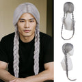 Silvery Grey Braided Wigs for Men Synthetic Hair Long Gray Wig Dreads Halloween Costume for Man Willie Nelson Wig Braid 32 inch