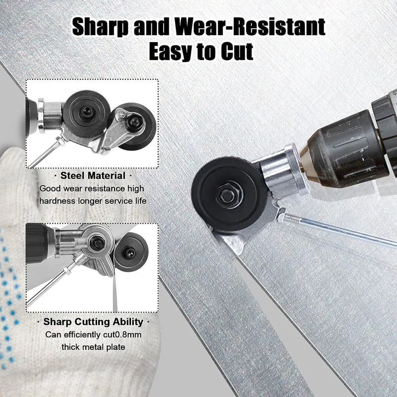 Electric Drill Plate Cutter Attachment Double Headed Free Cutting Tools Iron Metal Sheet Punch Scissors - Visuel 2 | SAMAG