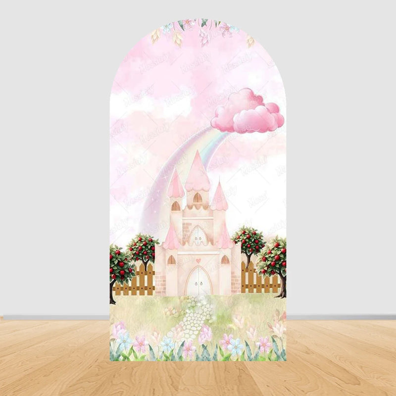 Fairy Tale Castle Butterfly Floral Arch Backdrop Cover Princess Girl Birthday Baby Shower Party Decor Photography Backgrounds