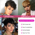 PIxie Cut Wigs for Black Women Human Hair Short Bob Wig Human Hair Wigs with Bangs Layered Style Bob Wigs for Women Machine