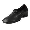 AIYUQI 2026 New Women's High Heels Chunky Heel Low-Cut Slip-On female Shoes Comfortable and Soft Spring Women Leather Shoes