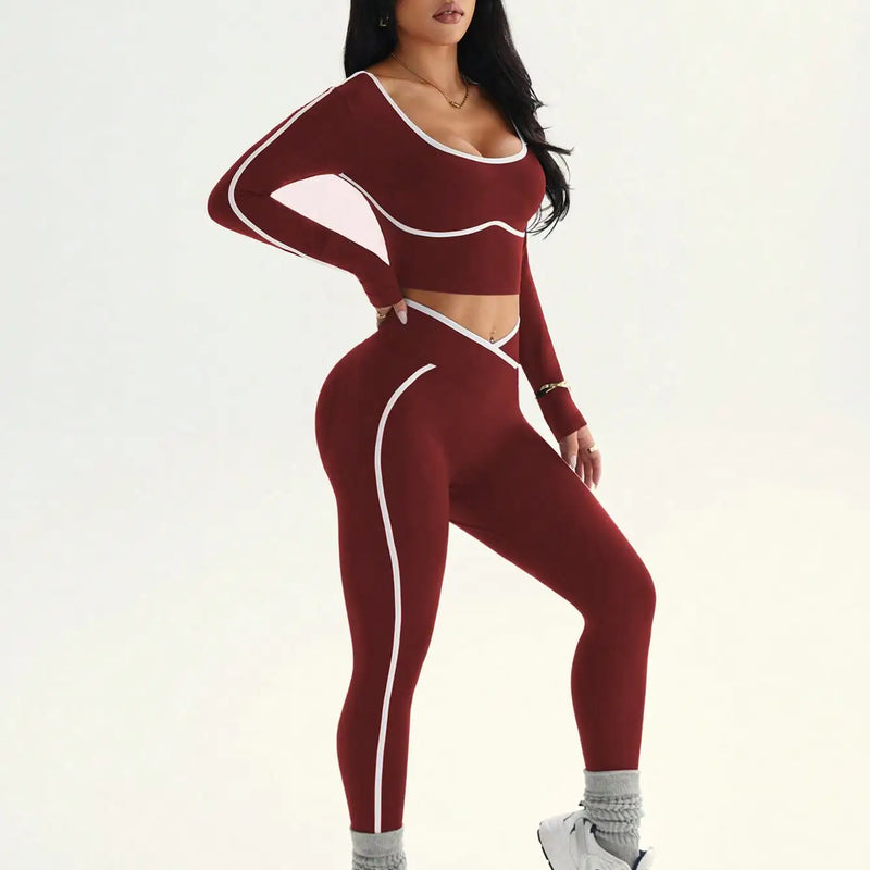 Women's Fall/Winter New Arrival Round Neck Long Sleeve Yoga Top Outdoor Sports Fitness Yoga Pants