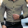 Men's Business Color Block Collar Long Sleeve Shirt, Slim | SAMAG