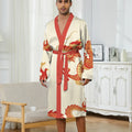Men's Digital Printed Spring and Autumn Thin Style Quick Drying Long Sleeved Summer Air-Conditioned Pajamas Bathrobe