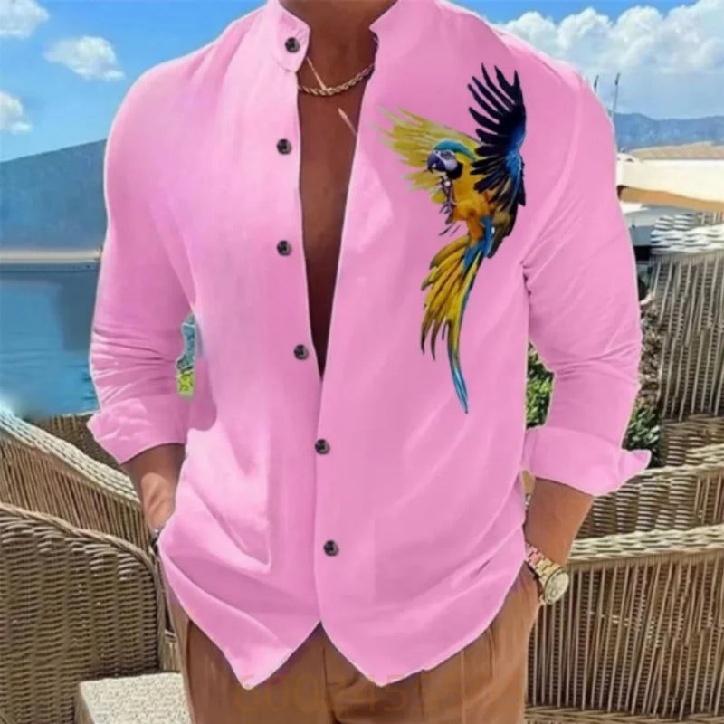 Men's Floral Print Long Sleeved Shirt Fashionable Casual | SAMAG