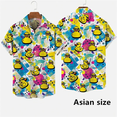 Hawaiian Men Shirts 3D Print Cartoon Cute Duck Printing | SAMAG