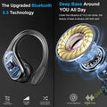 75Hrs Bluetooth 5.3 Earphones IP7 Waterproof Wireless Headphones with ENC Noise Cancelling Mic Deep Bass For Sports Workout Gym