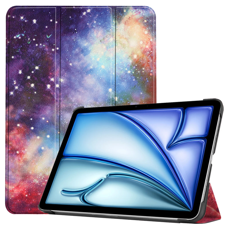 Tablets case  For Ipad air11 2024 11 inch Book Flip Cover with Stand Auto Wake Sleep  Three fold Caster hard shell