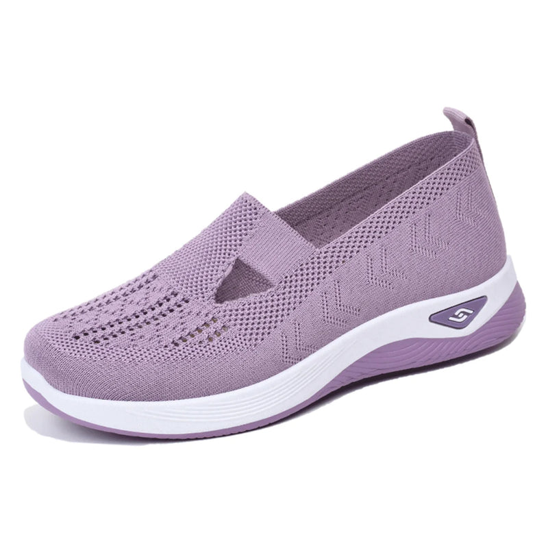 Women's shoes Solid Color Breathable Sneakers, casual sneaker women's summer sneakers, Low-top Knitted Casual Shoes Mom Shoes