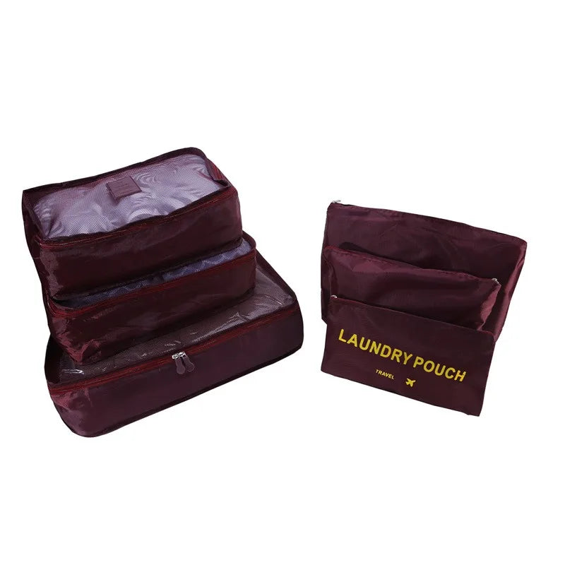 1/6pcsTravel Storage Bag Set for Clothes Tidy Organizer Wardrobe Suitcase Pouch Travel Organizer Bag Case Shoes Packing Cube Bag