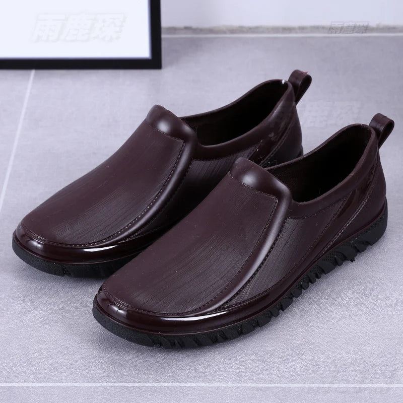 Men's Rain Boots Short Tube Anti-slip Waterproof Kitchen Shoes Work Shoes Fishing Shoes Construction Wear Resistant Rubber Shoes