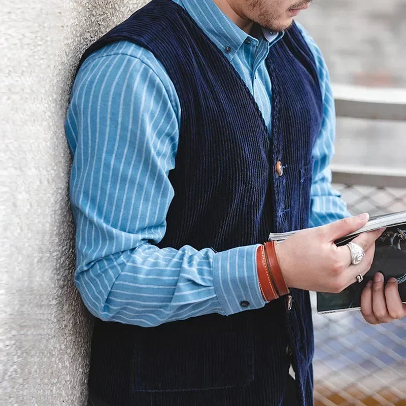 Workwear American Retro Vest for Men Corduroy Vest Camisole Mens Jacket